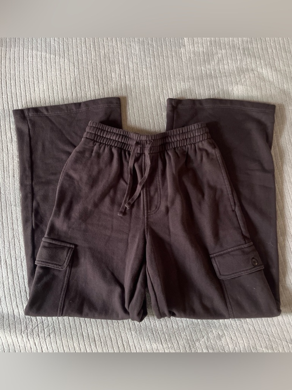 Vans Black Cargo Sweatpants with Drawstring Waist and Button Pockets